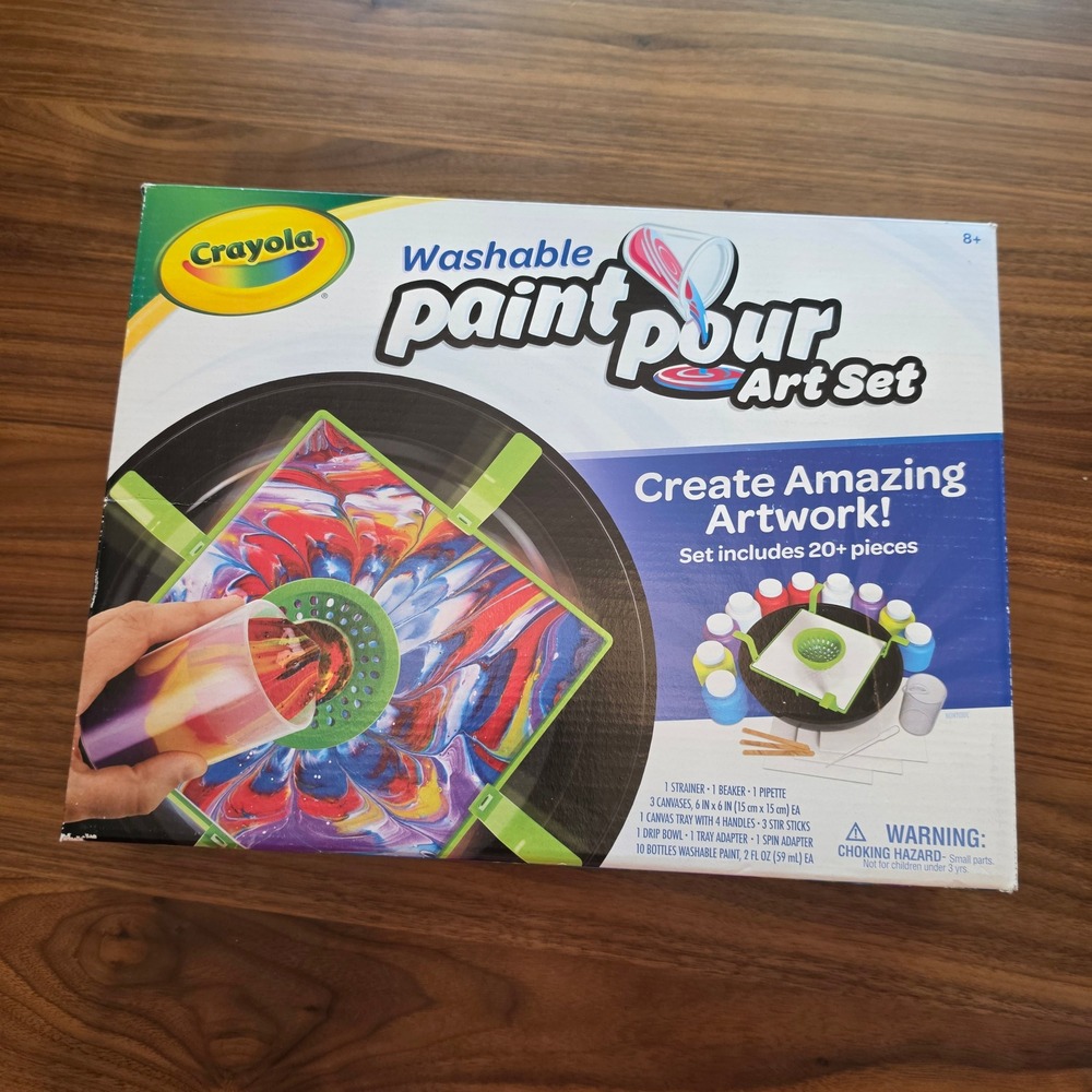 Crayola Washable Paint Pour Art Set 20+ Pieces Fluid Art Kit for Kids Ages 8+